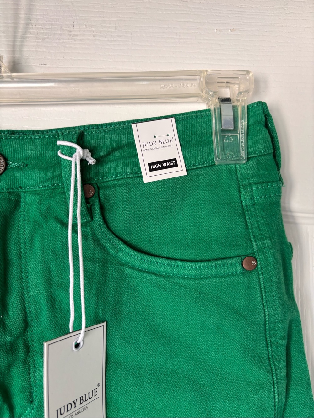 Judy Blue Shorts Green High Rise Tummy Control Cuffed Garment Dyed Stretch Denim - Picture 3 of 9